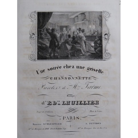 LHUILLIER Edmond Une soirée chez une griselle Chant Piano ca1830