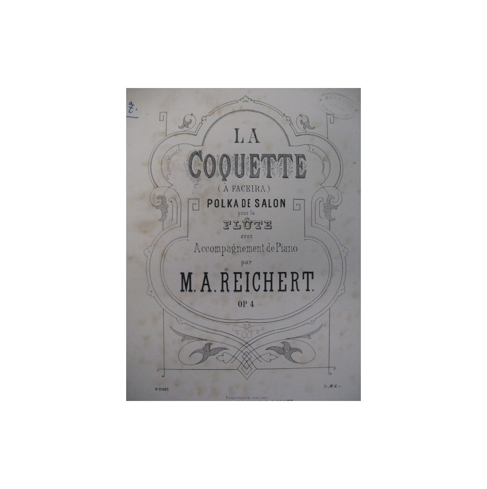 REICHERT M. A. La Coquette Flute Piano 1873