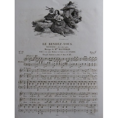 MALIBRAN Marie Le Rendez-vous Chant Piano ca1830