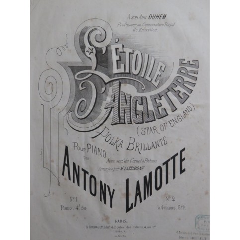 LAMOTTE Antony L'Étoile d'Angleterre Piano ca1875