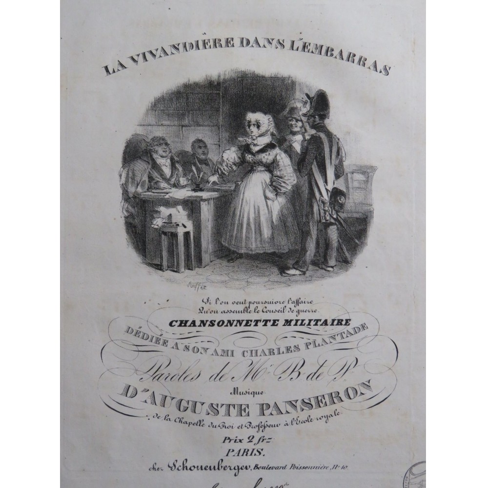 PANSERON Auguste La Vivandière dans l'Embarras Chant Piano ca1830