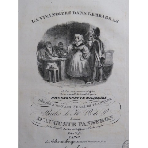PANSERON Auguste La Vivandière dans l'Embarras Chant Piano ca1830