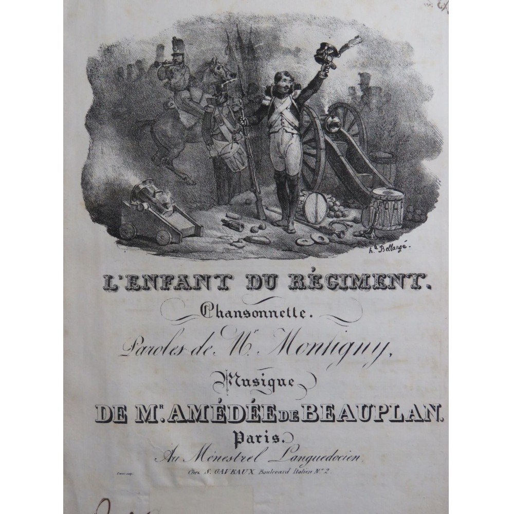DE BEAUPLAN Amédée L'Enfant du Régiment Chant Piano ca1830
