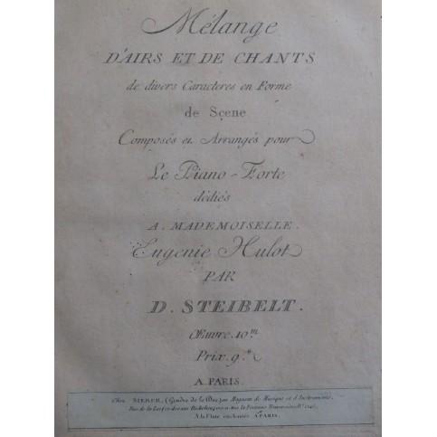 STEIBELT Daniel Mélange d'Airs et de Chants op 10 Piano ca1800