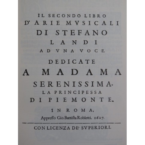 LANDI Stefano Il Secondo Libro d'Arie Musicali 1980