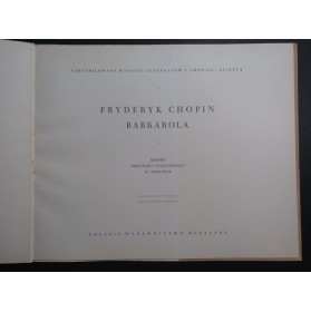 CHOPIN Frédéric Barkarola Piano Fac simile 1953