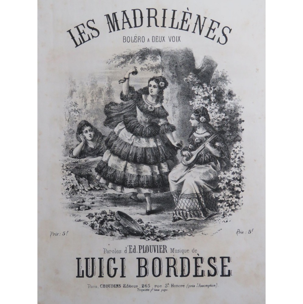 BORDÈSE Luigi Les Madrilènes Chant Piano ca1850