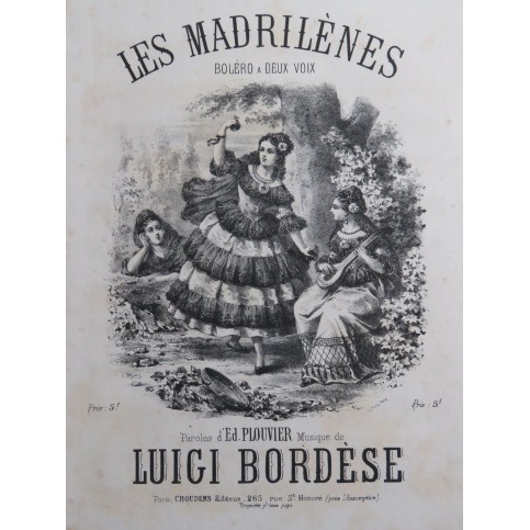 BORDÈSE Luigi Les Madrilènes Chant Piano ca1850