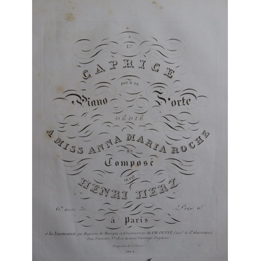 HERZ Henri Caprice No 1 op 32 Piano 1828