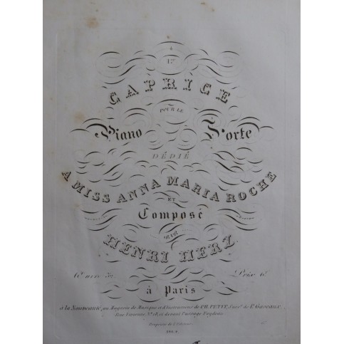 HERZ Henri Caprice No 1 op 32 Piano 1828