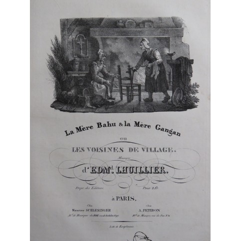 LHUILLIER Edmond La Mère Bahu et la Mère Gangan Chant Piano ca1830