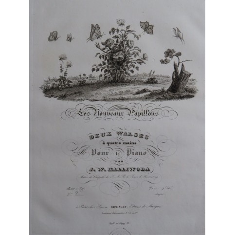 KALLIWODA J. W. Les Nouveaux Papillons op 39 No 2 Piano 4 mains ca1835