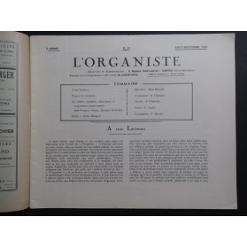 L'Organiste 2e Année No 10 Bertault Chaudeur Claude Orgue 1936