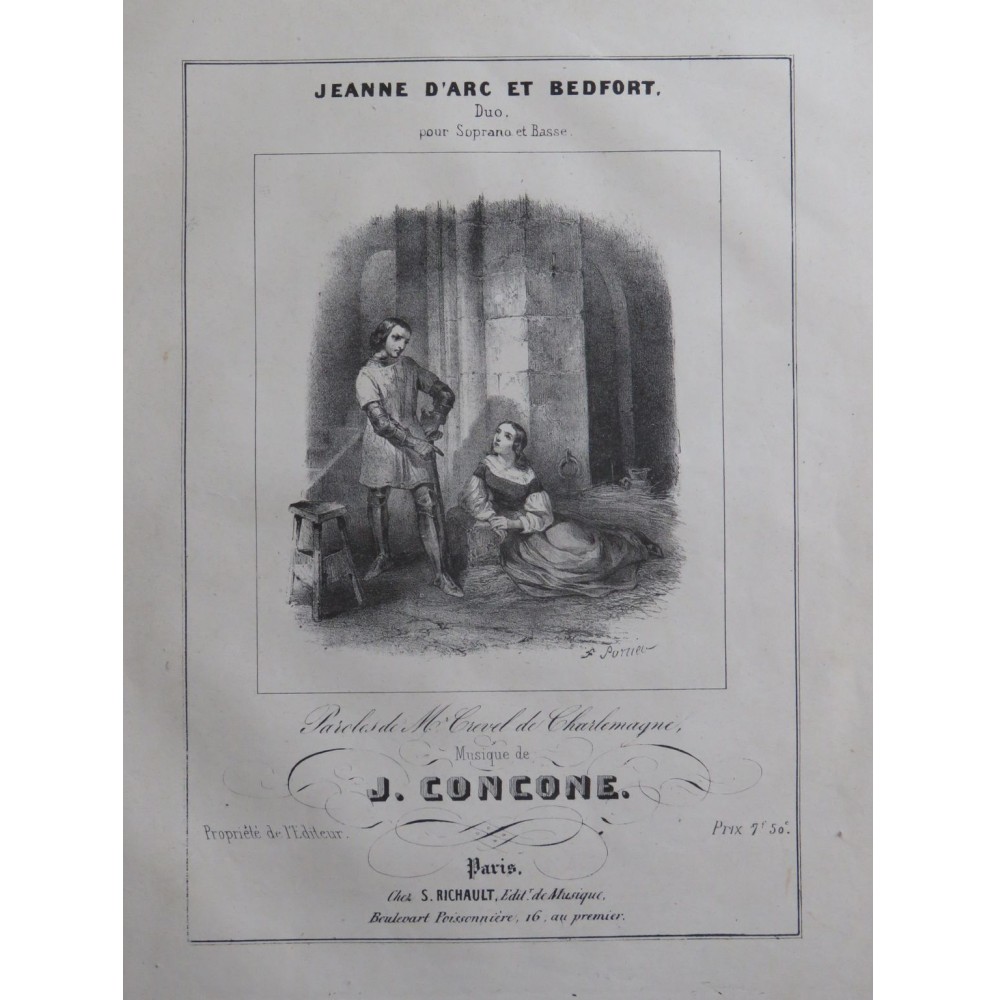 CONCONE Joseph Jeanne d'Arc et Bedfort Chant Piano ca1845