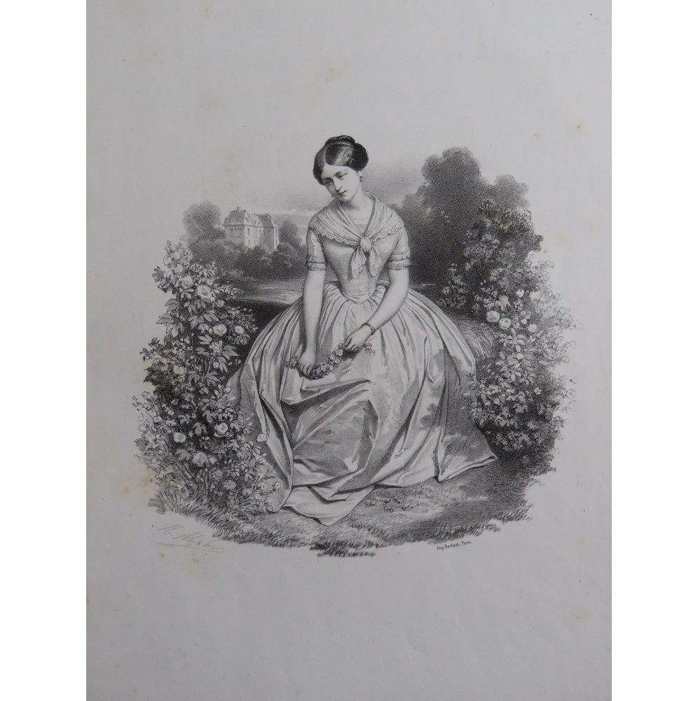 VIMEUX Joseph Adieu, mes Fleurs Chéries Chant Piano ca1845