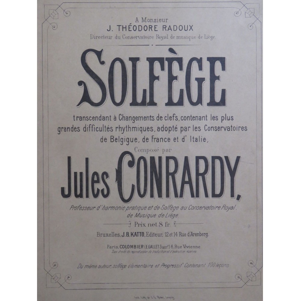 CONRARDY Jules 25 Leçons de Solfège