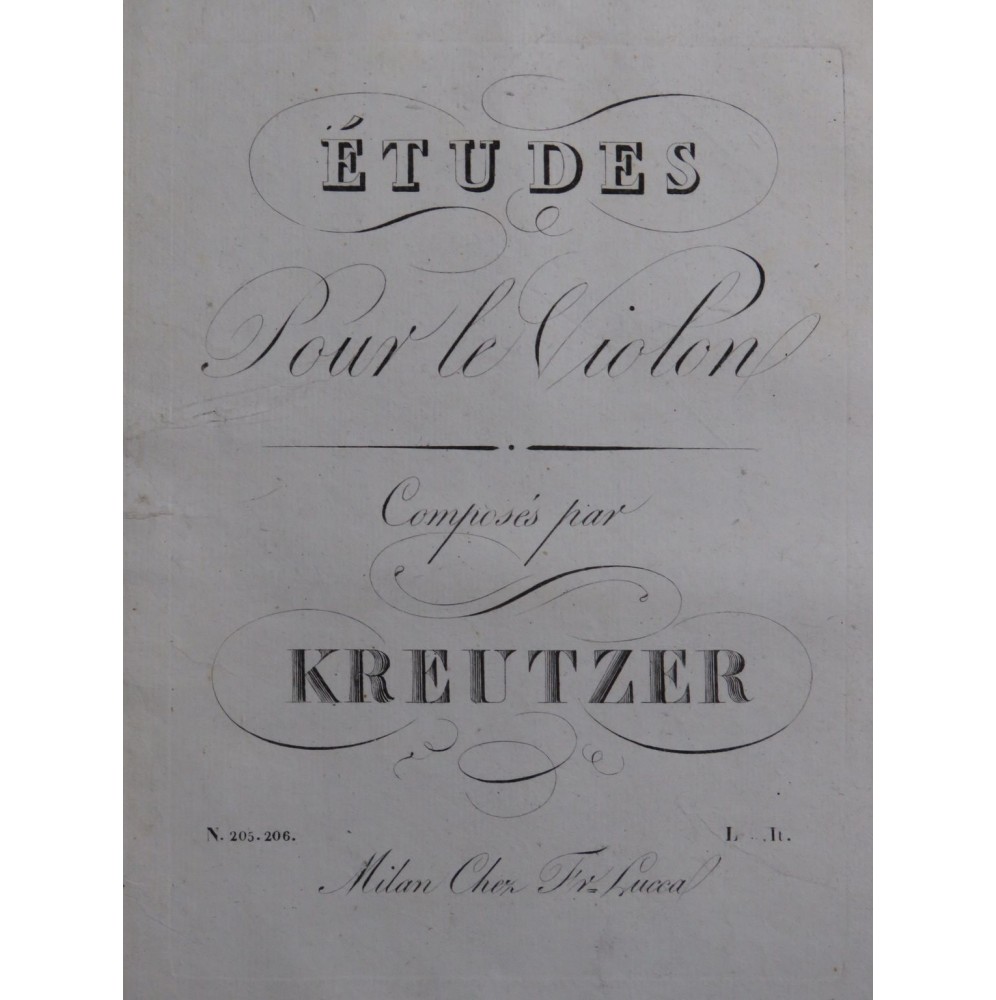 KREUTZER Rodolphe Études Livraison 1 Violon ca1830