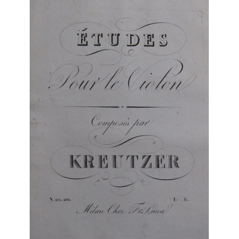 KREUTZER Rodolphe Études Livraison 1 Violon ca1830