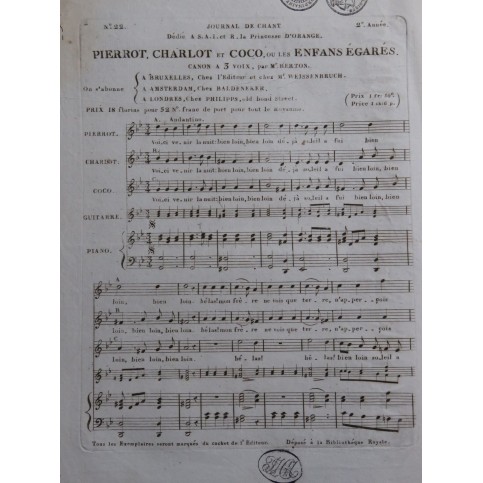 BERTON Pierrot Charlot et Coco Chant Piano Guitare ca1800