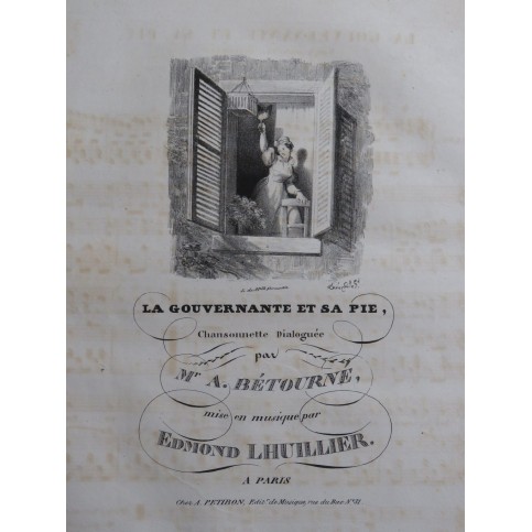 LHUILLIER Edmond La Gouvernante et sa Pie Chant Piano ca1830