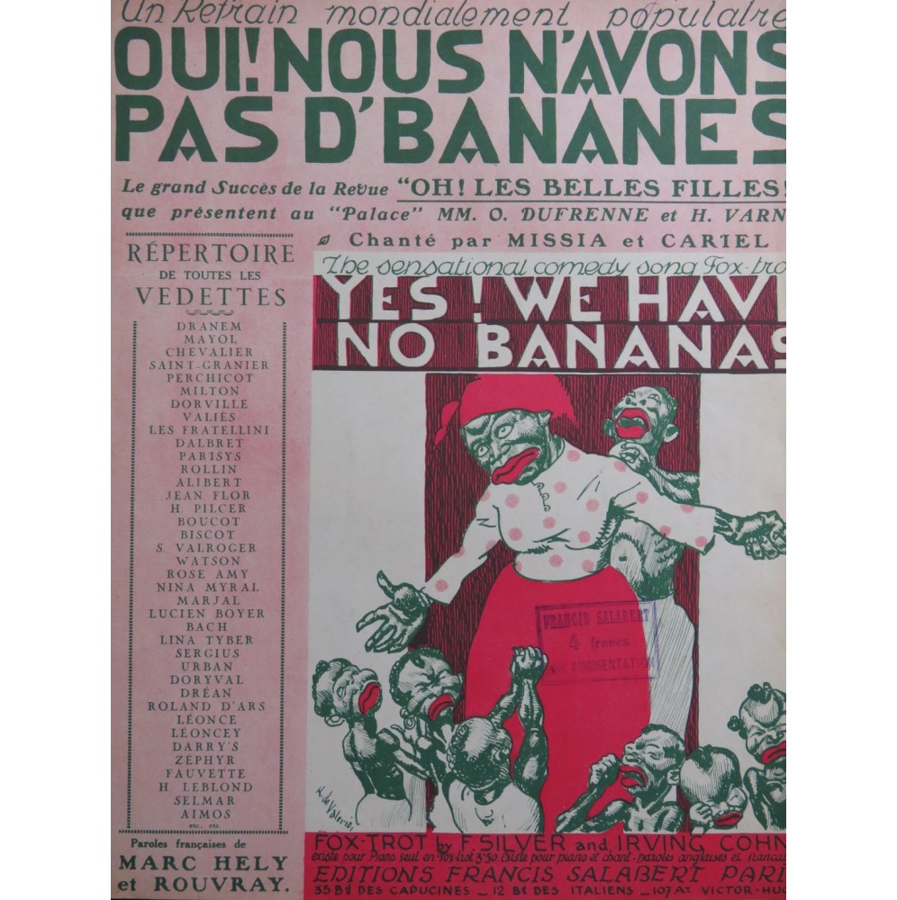 SILVER Frank COHN Irving Yes ! We Have No Bananas Piano 1923