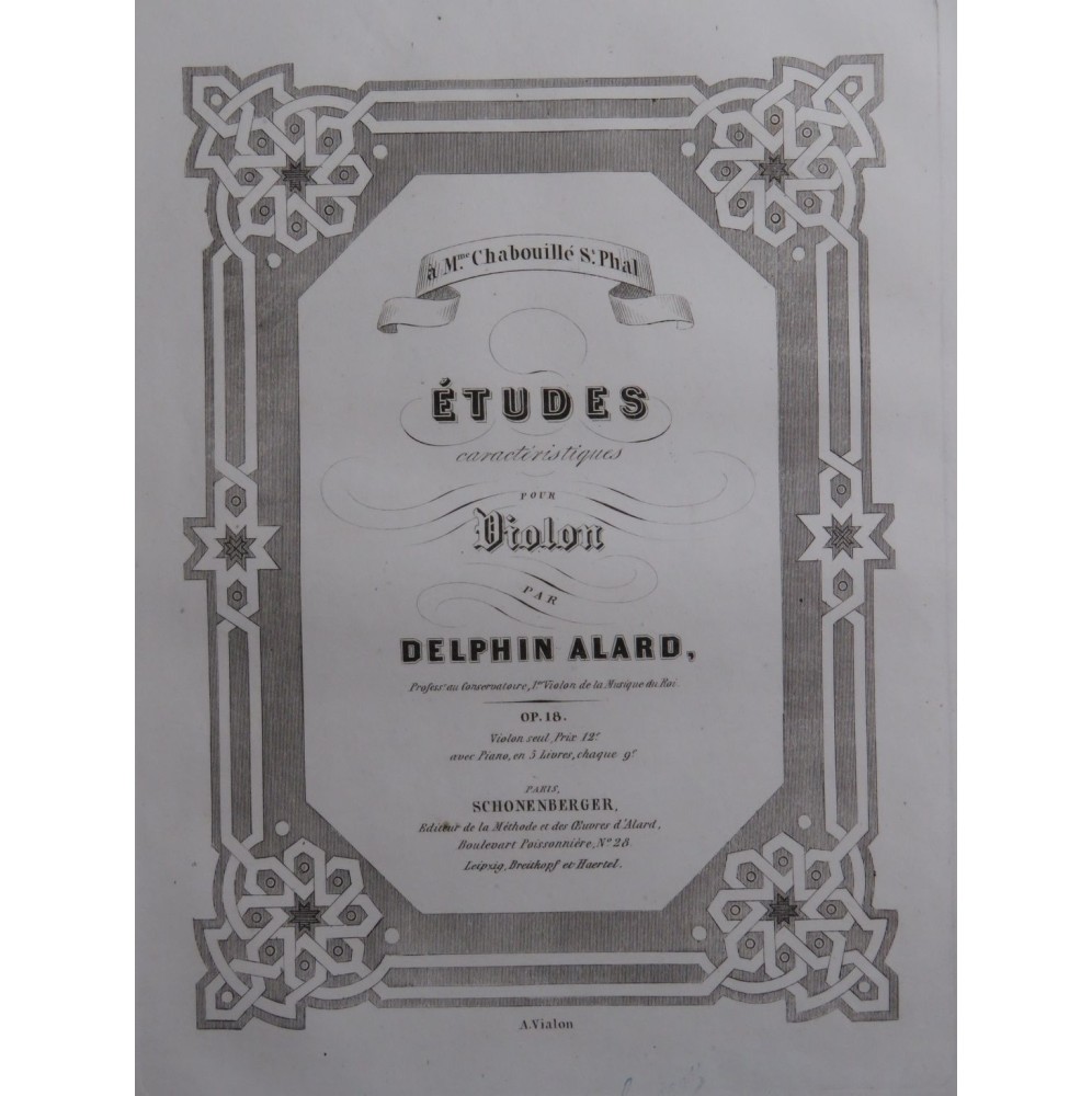 ALARD Delphin Études Caractéristiques op 18 Livre 4 Violon ca1847