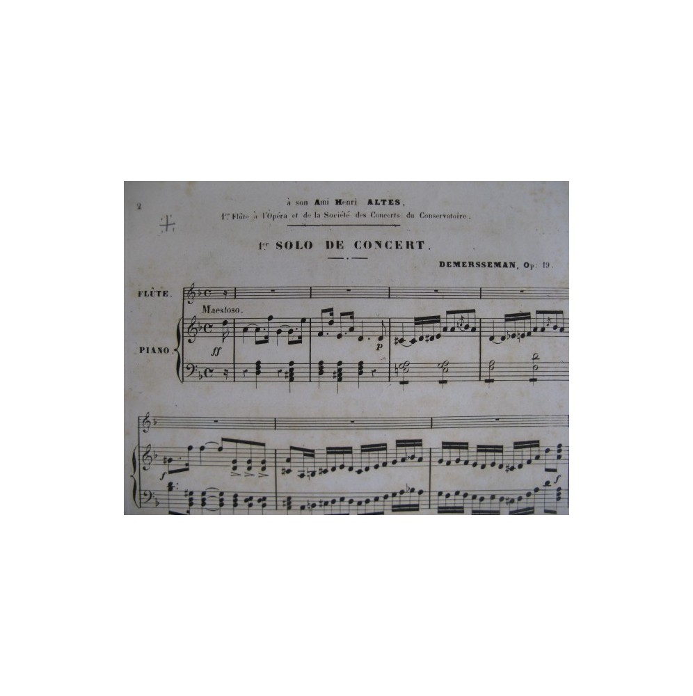 DEMERSSEMAN Jules 1er Solo Flute Piano ca1835