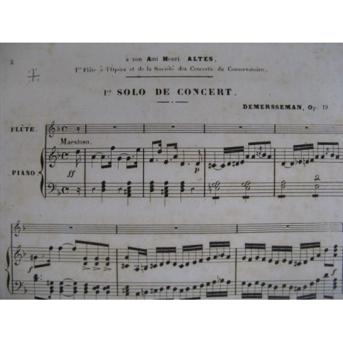 DEMERSSEMAN Jules 1er Solo Flute Piano ca1835