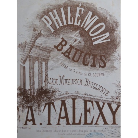 TALEXY Adrien Philemon et Baucis Gounod Polka Mazurka Piano ca1860