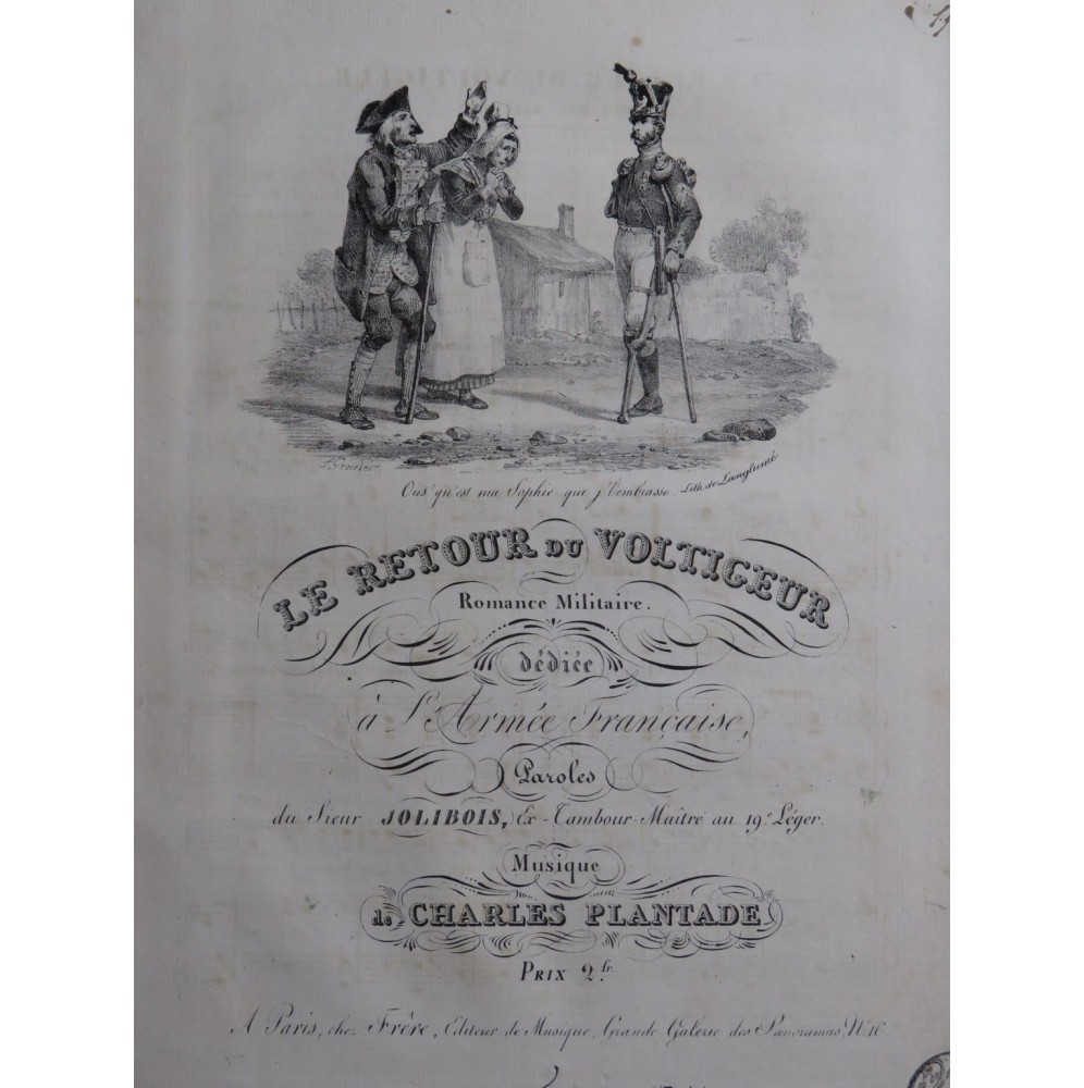 PLANTADE Charles Le Retour du Voltigeur Chant Piano ca1830