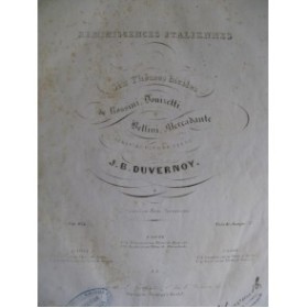 DUVERNOY J. B. Reminiscences Italiennes Piano 1840