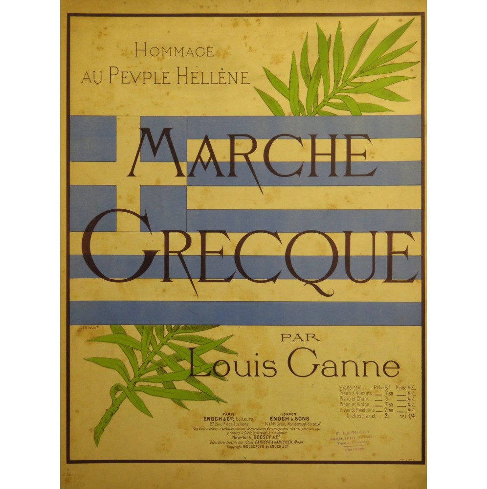 GANNE Louis Marche Grecque Piano 1897
