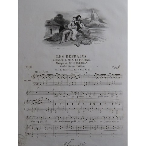 MALIBRAN Marie Les Refrains Chant Piano ca1830