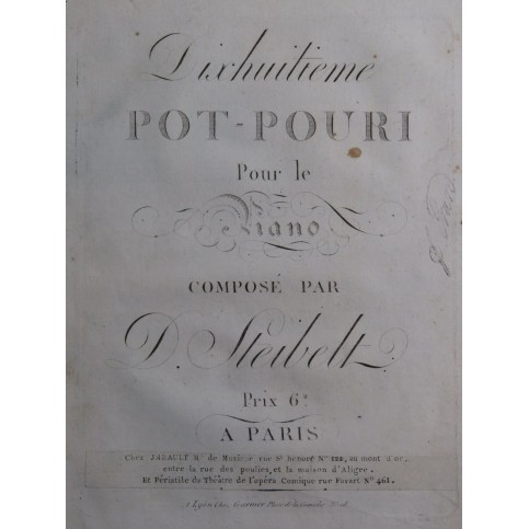 STEIBELT Daniel Pot Pourri No 18 Piano ca1800
