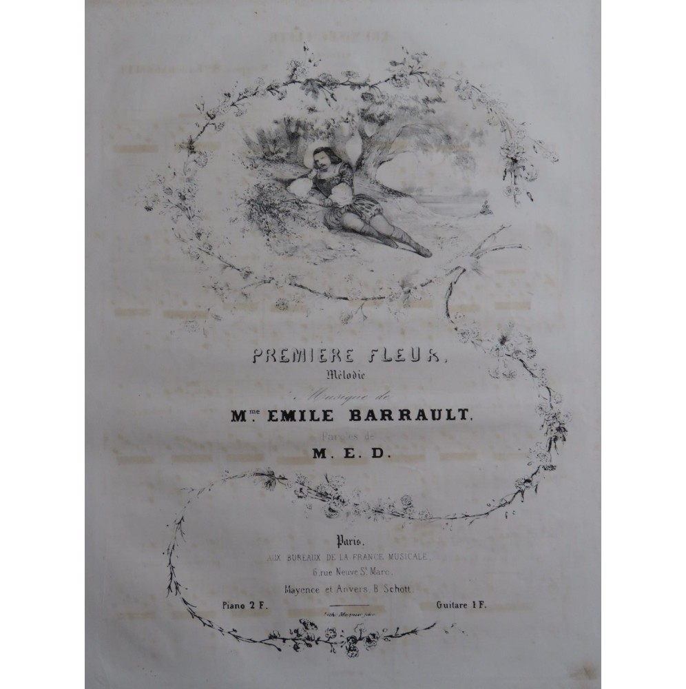 BARRAULT Émile Première Fleur Chant Piano ca1830