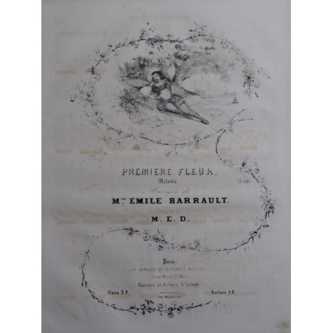 BARRAULT Émile Première Fleur Chant Piano ca1830