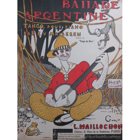MALDEREN E. V. Ballade Argentine Tango Piano 1920