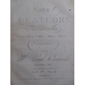 WRANISKI Paul Six Quatuors...