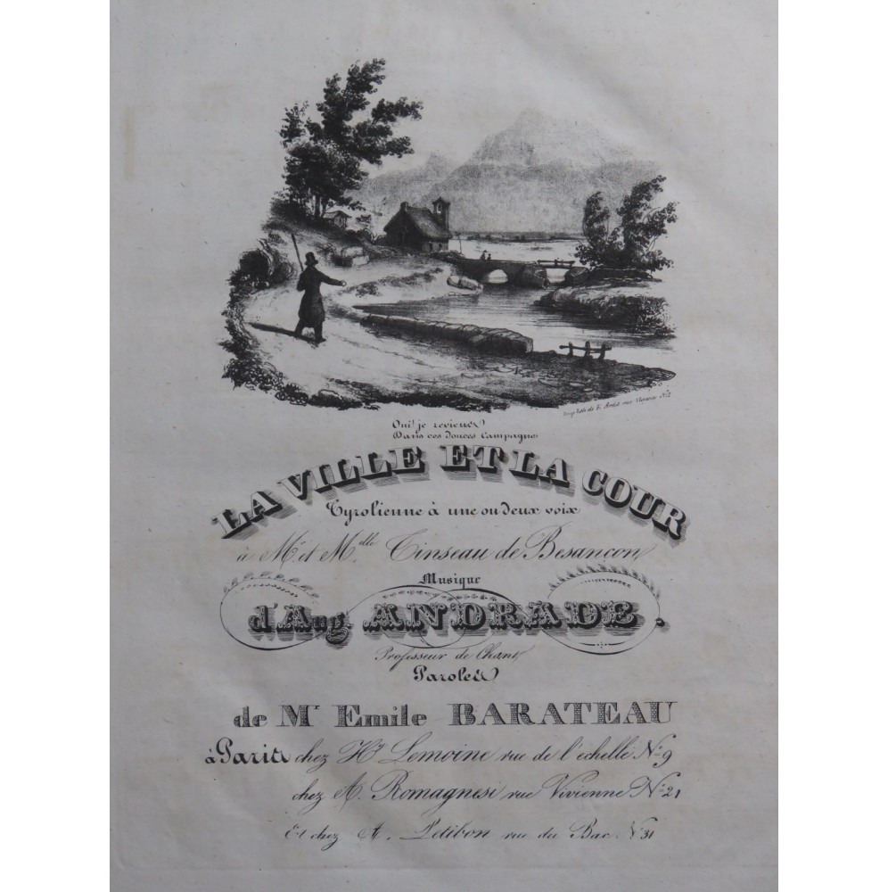 ANDRADE Auguste J'ai voulu voir et la ville et la cour Chant Piano ca1830