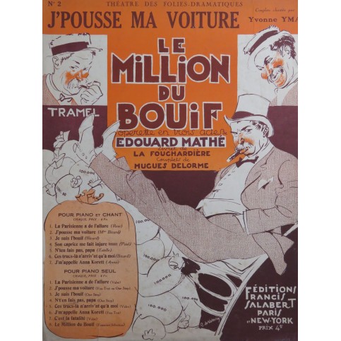 MATHÉ Édouard J'pousse ma voiture Chant Piano 1924