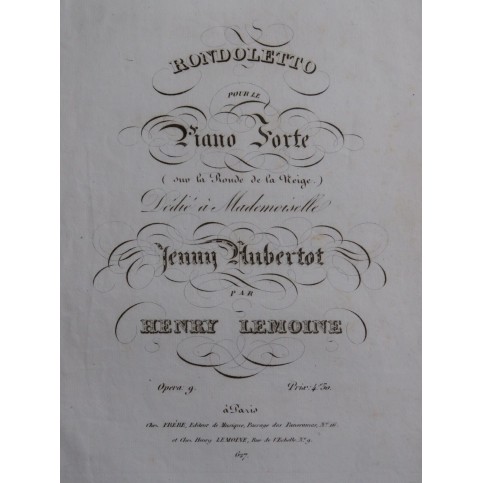LEMOINE Henry Rondoletto Ronde de la Neige op 9 Piano ca1822