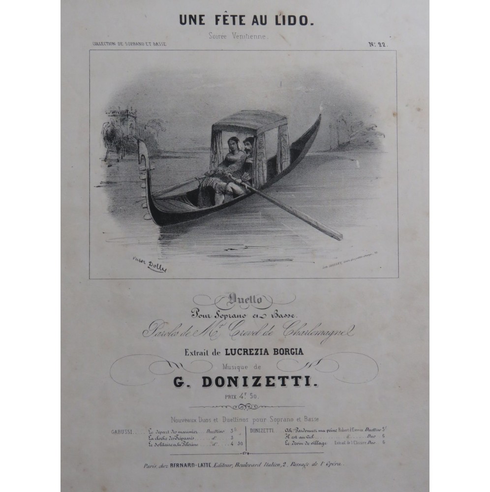 DONIZETTI G. Une Fête au Lido Chant Piano ca1840