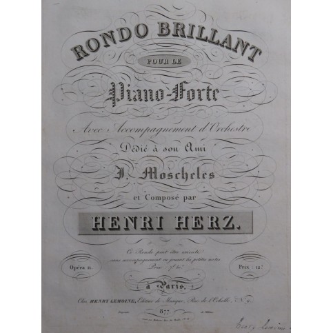 HERZ Henri Rondo Brillant op 11 Piano ca1825