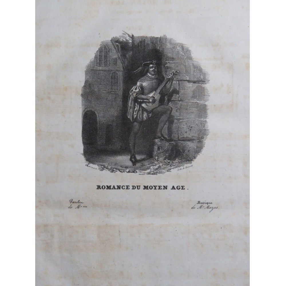 MAZAS F. Romance du Moyen Age Chant Piano ca1830
