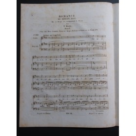 MAZAS F. Romance du Moyen Age Chant Piano ca1830