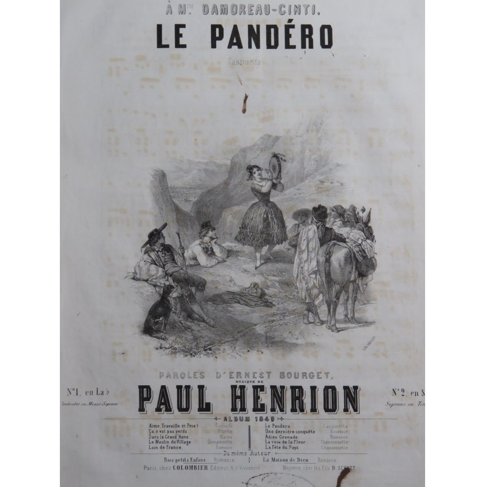 HENRION Paul Le Pandéro Chant Piano 1849