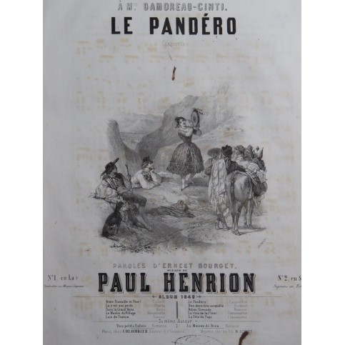 HENRION Paul Le Pandéro Chant Piano 1849