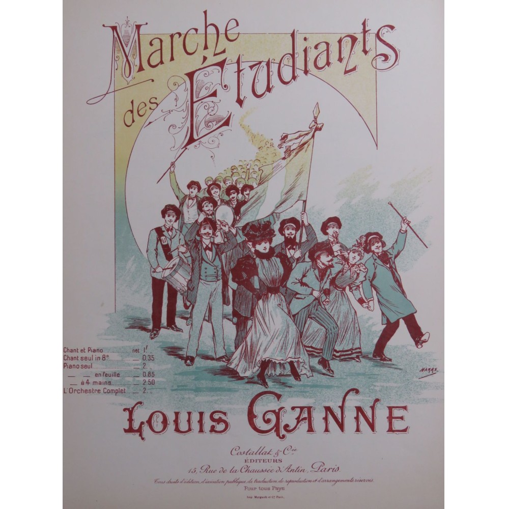 GANNE Louis Marche des Étudiants Piano ca1895