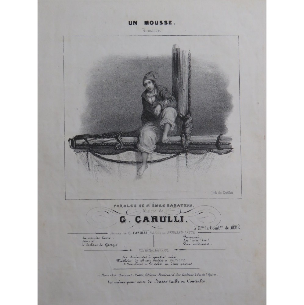 CARULLI Gustave Un Mousse Chant Piano ca1840