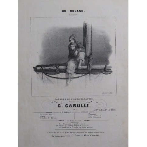 CARULLI Gustave Un Mousse Chant Piano ca1840